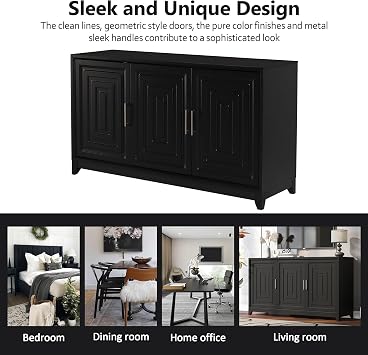 JIVOIT TV Stand for TVs up to 65 Inches, TV Storage Cabinet with 2 Spacious Storage Space, Modern Entertainment Center Media Console Cabinet with Solid Wood Legs for Living Room (Black/031)