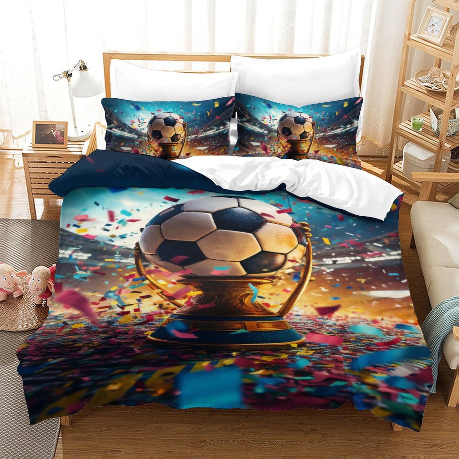 Housse de couette football microfibre lit simple pour rafraîchir la déco d'une pièce