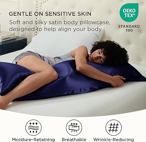 Vista 269 de Bedsure Juego de 2 fundas de almohada de satén tamaño King, fundas de almohada sedosas color verde azulado para cabello y piel con cierre de sobre
