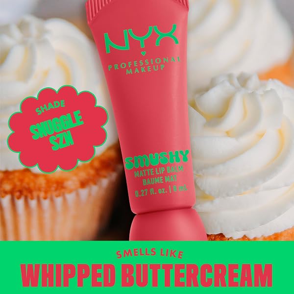 NYX Professional Makeup Lip Balm, matte, aufbaubare Farbe, angenehmes Tragegefühl, einzigartiger, süßer Duft, Smushy Matte Lip Balm, Snuggle SZN - 3