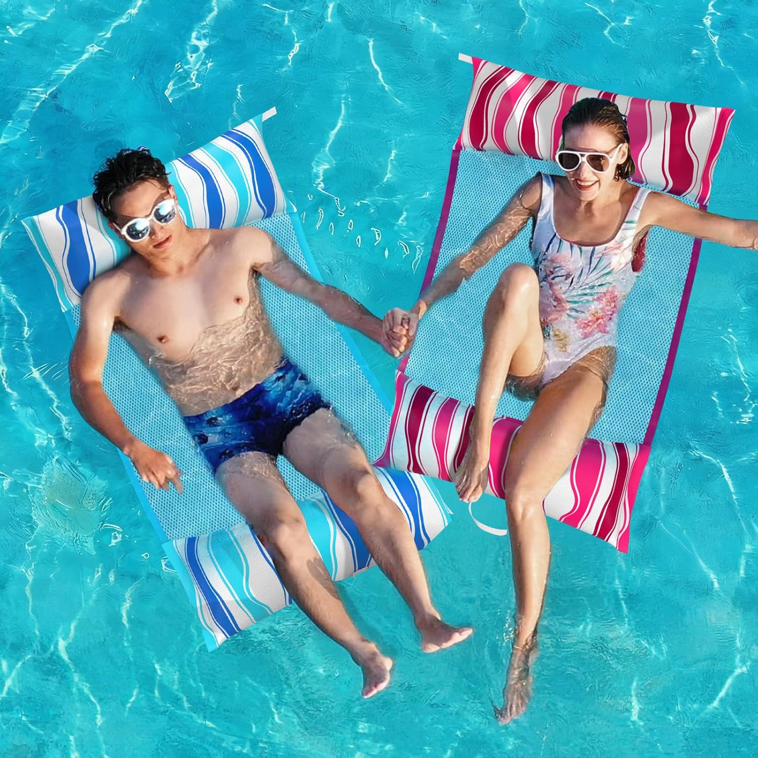 Jasonwell Inflatable Pool Floats Adult - Fabric Pool Hammock Floaties Water Hammock Lake Beach Floating Lounger Chair Swimming Pool Noodles Mesh Party Floaty Toys Fun for Adults Heavy Duty