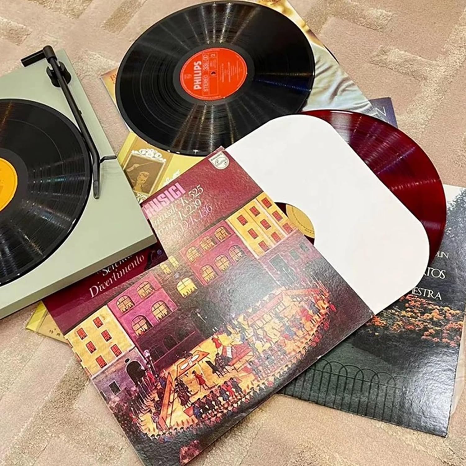 20pcs 12 Inch Record Inner Sleeves - White Kraft Paper, with Rounded Corners,Center Hole,for 33 RPM LP Records Storage