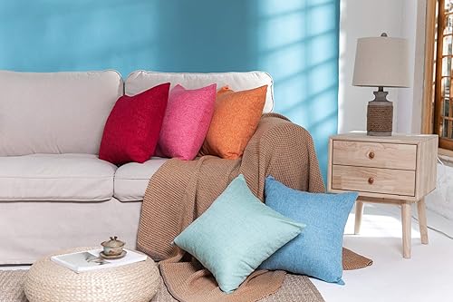 Miniatura 5 de Juego de 2 fundas de almohada cuadradas de lino y algodón de 18 x 18 pulgadas, fundas de cojín suaves para sofá, cama, silla al aire libre, color