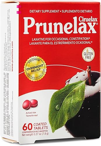 Miniatura 11 de Prunelax Ciruelax - Mini tabletas laxantes de fuerza regular, alivio nocturno para estreñimiento ocasional, extracto de senna, vegano y sin gluten