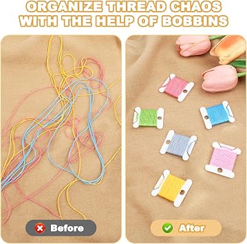2 Sets Embroidery Floss Organizer, 400 Pcs White Floss Bobbins with 2 Pcs Bobbin Winders and 2 Number Stickers, Plastic Embroidery Thread Organizer, Cross Stitch Thread Storage for DIY Sewing Craft