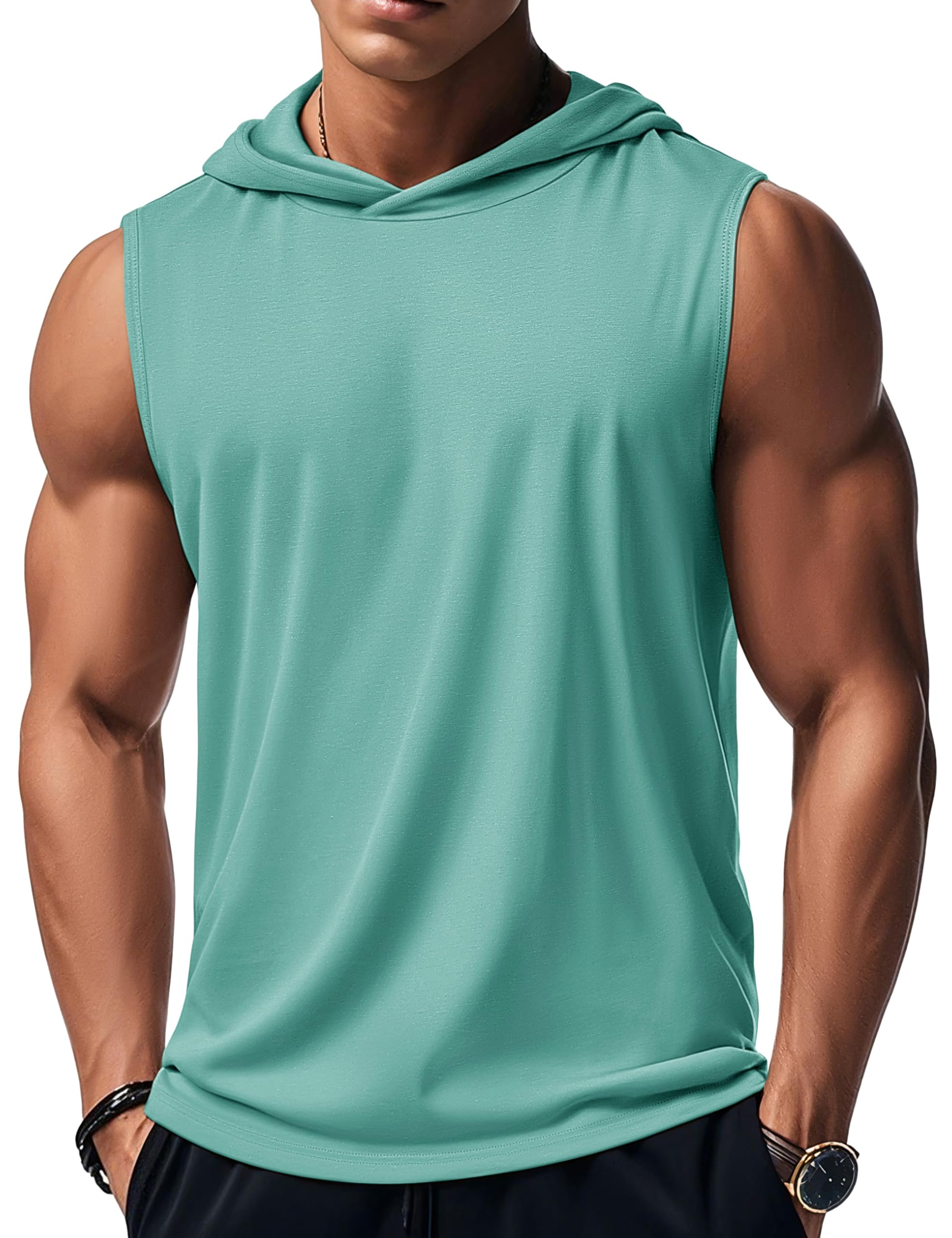 MAGCOMSEN Mens Tank Top Sleeveless Hoodie Cotton T-Shirt Summer Casual Shirt Muscle Tee