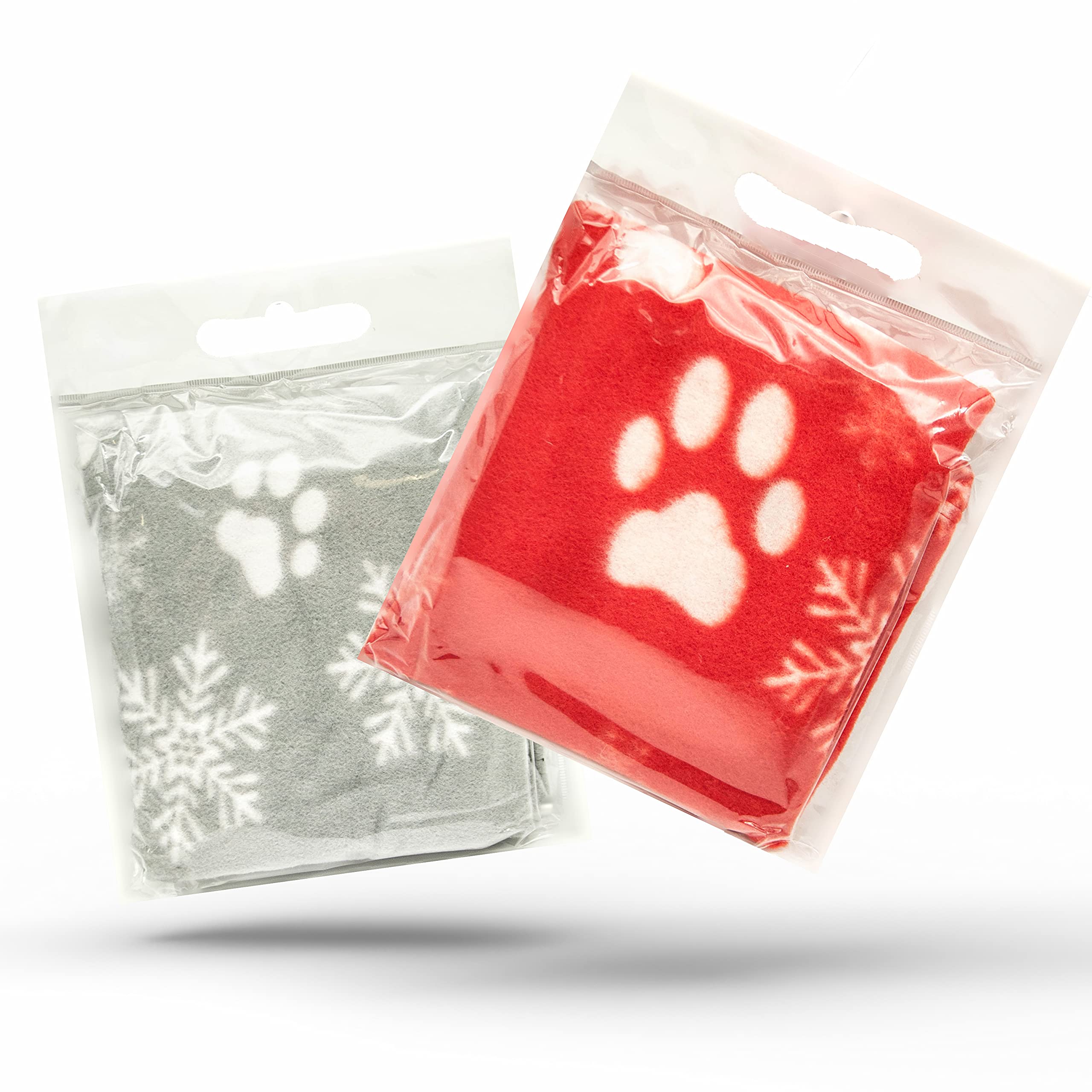 Petopedia Red And Grey (Pack Of 2) 2X Soft Warm – Christmas Dog Blankets With Snowflake & Paw Prints – Washable Pet Blanket For Cats & Dogs – Puppy, Kitten Bed Throws, Travel (70Cm X 73Cm, )