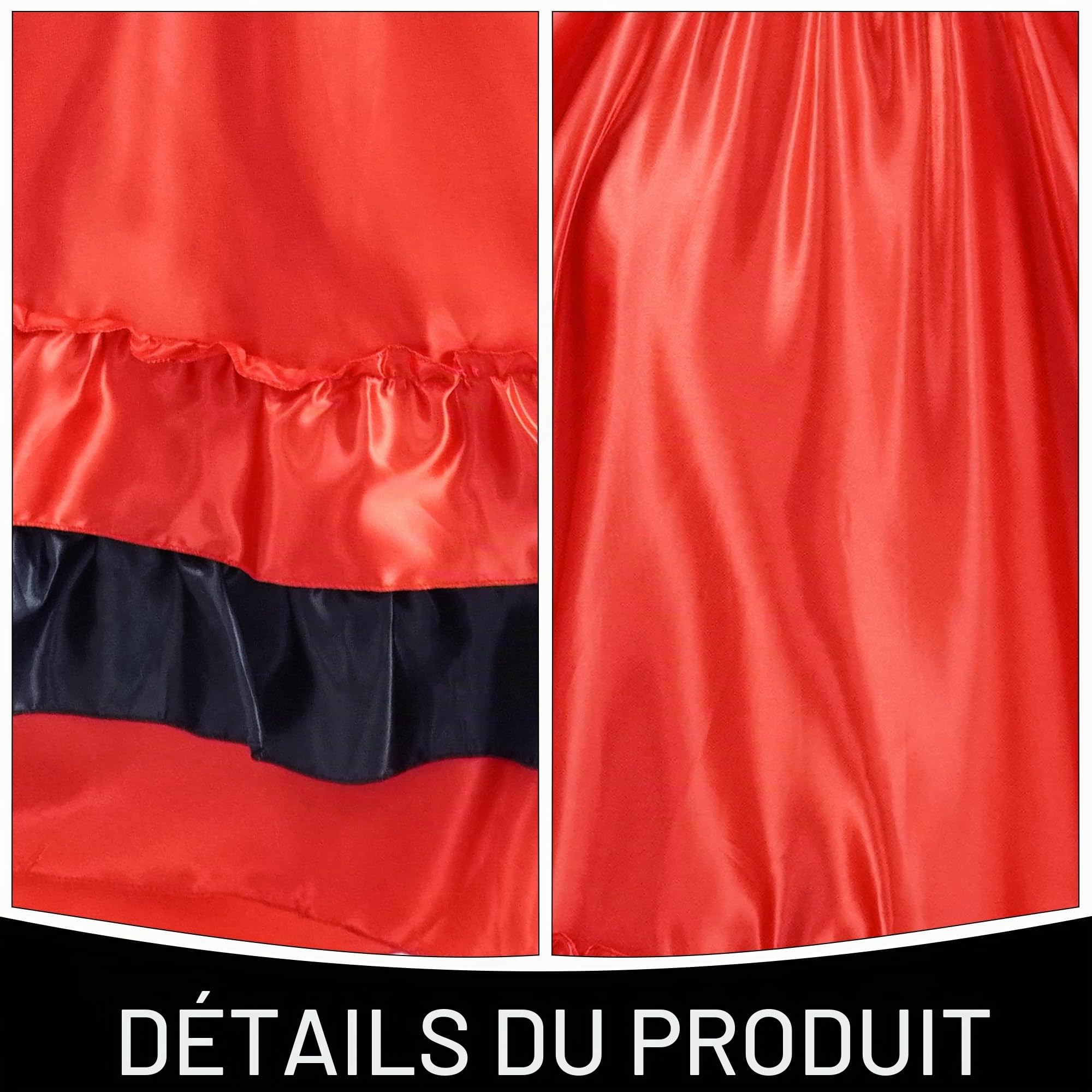 Baisdan Jupe Danse Orientale en Satin pour Femme, Jupe Flamenco Multicouches avec Volants, Idéale pour Danse du Ventre et Spectacles Orientale