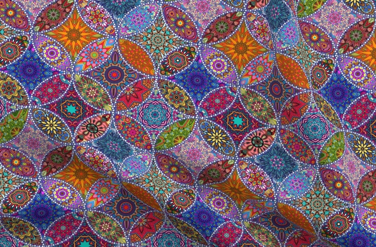 Spoonflower Fabric - Mandala Retro Purple Paisley Kaleidoscope Hippie Maroon Printed on Minky Fabric by The Yard - Sewing Baby Blankets Quilt Backing Plush