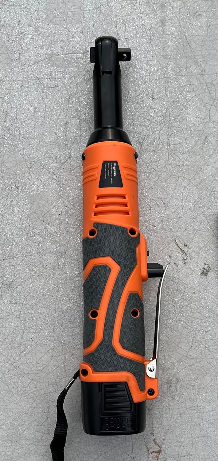 Bingoway Extended 3/8" Long Neck Cordless Electric Ratchet Wrench Set, Orange, with 2 Packs 2000mAh Lithium-Ion Battery, Charger, 9 Sockets, Toolbox, LED Light, 45ft-lbs Torque