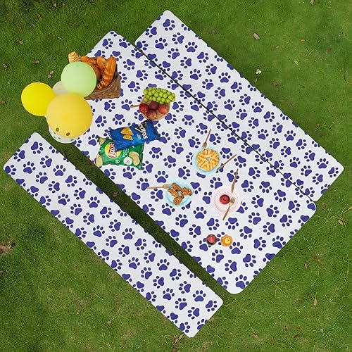 Easy-Going Mantel de picnic 100% impermeable al aire libre con fundas de banco para mesa rectangular de 6 pies, juego de 3 piezas con fundas de