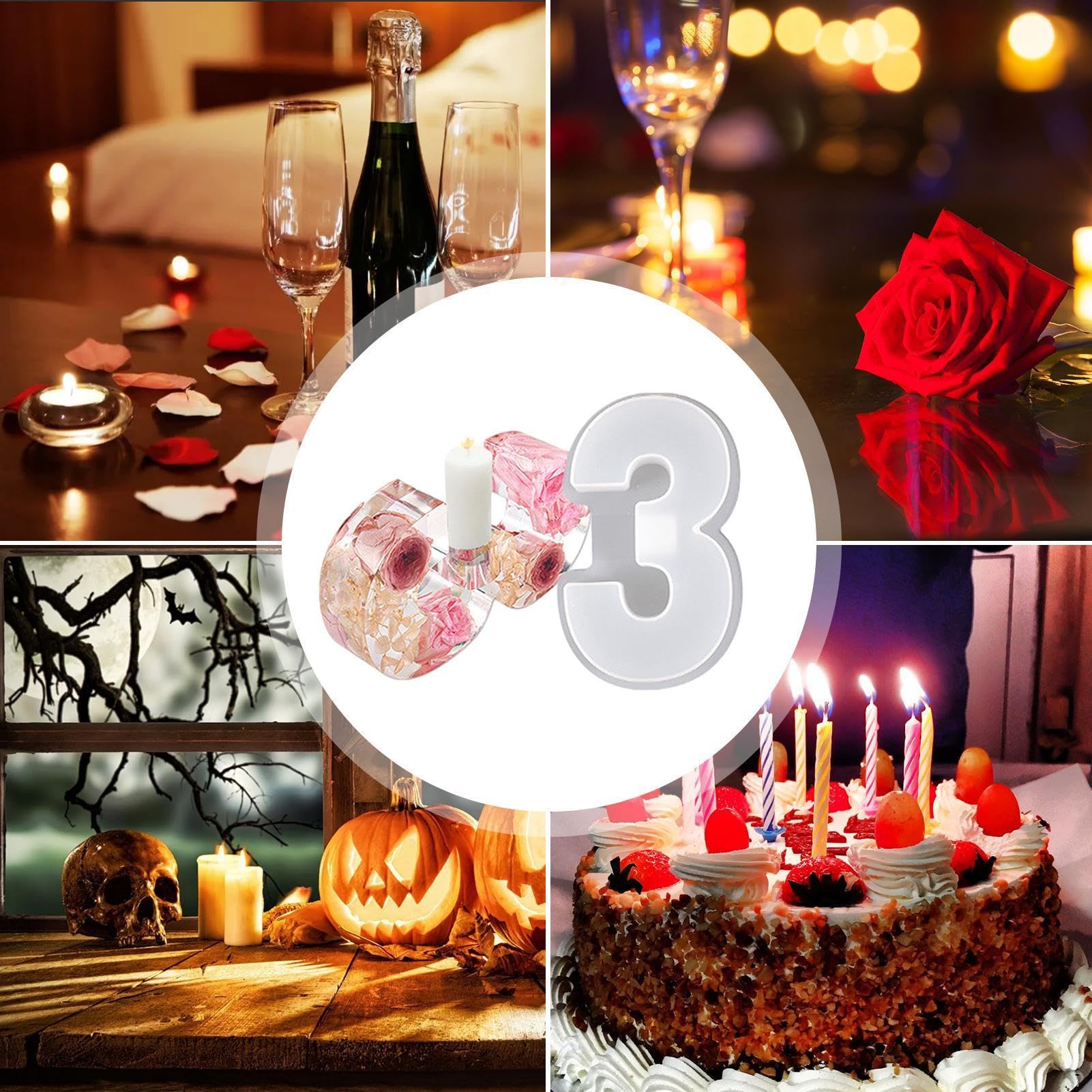 Moule En Silicone Pour Bougeoir, Chiffres Arabes 1 à 4 Moules En Silicone époxy, Moules En Résine époxy, Moules En Silicone époxy, Moule à Bougie DIY Pour Bougeoirs