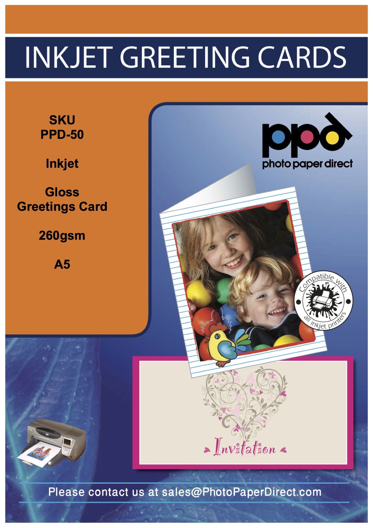 PPD 30 Cartes De Vœux Blanches Personnalisables Premium, Imprimables Jet D'encre, A5 Pliées en A6, Fini Brillant 260g, DIY Carte