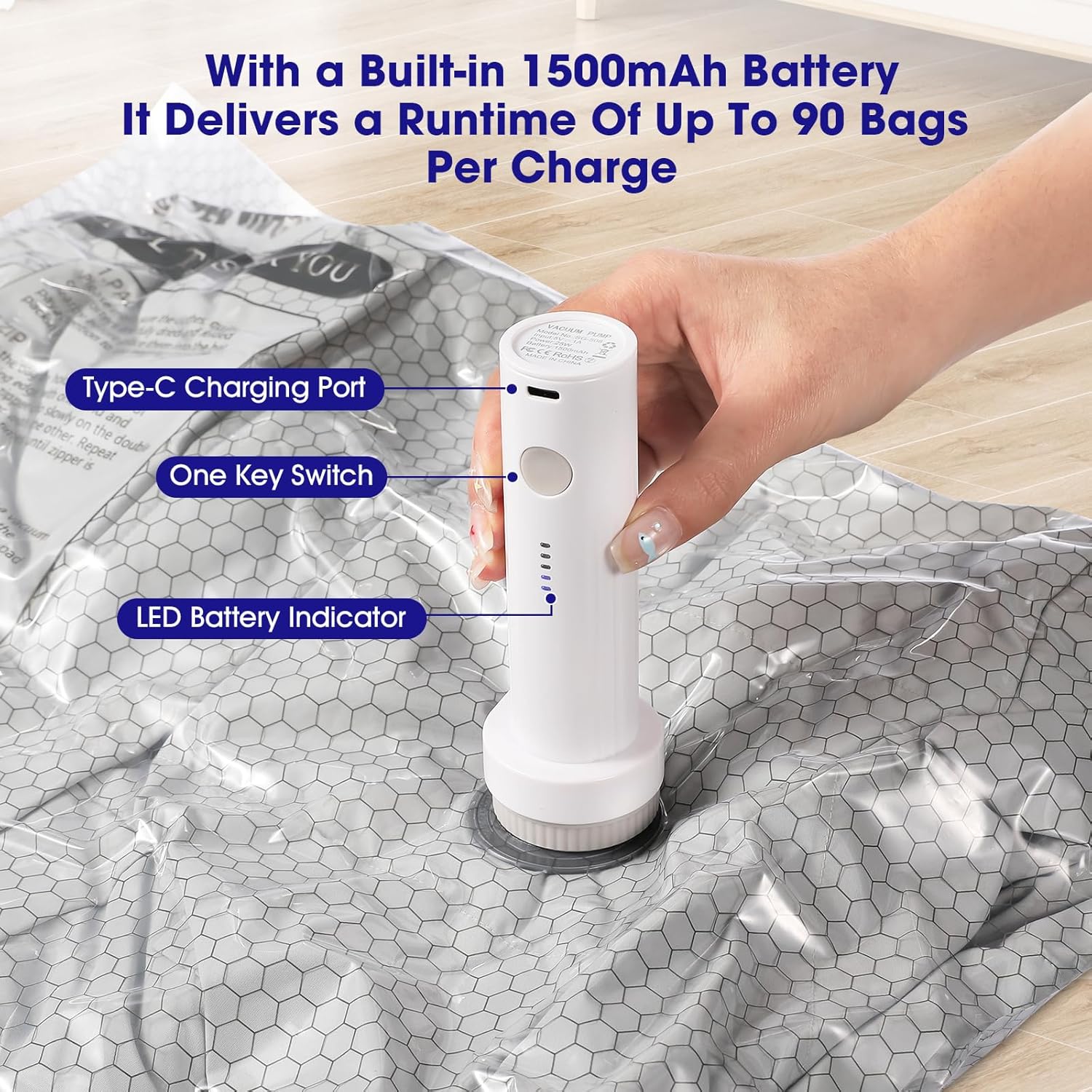 30 Pack Vacuum Storage Bags with Rechargeable Wireless Pump,10 Large 10 Medium 10 Small Space Saver for Travel Home Seasonal Storage Compression Packing Bags for Clothing Blankets