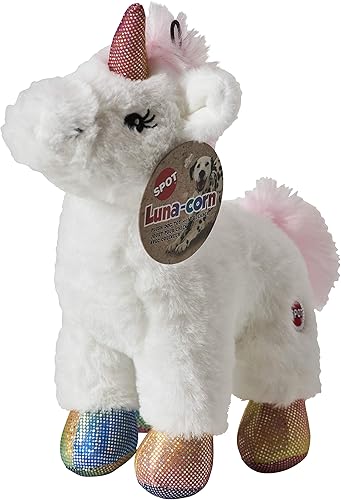SPOT Luna-Corn - Juguete de peluche para perro con chirriador de 10 pulgadas colores surtidos