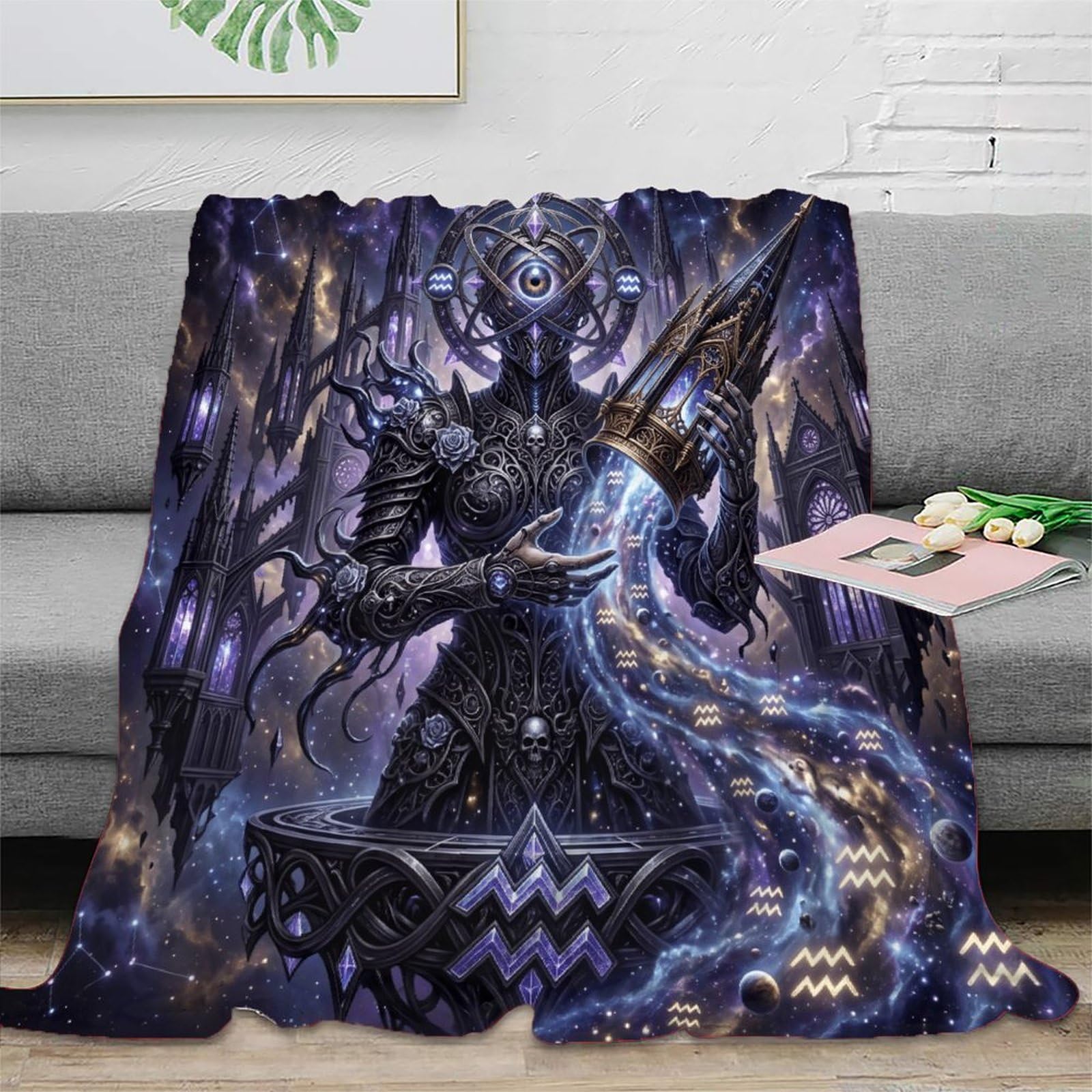H3B8U2Y5 Aquarius Zodiac Mysterious Flannel Throw Blanket, Sofa Reading Use