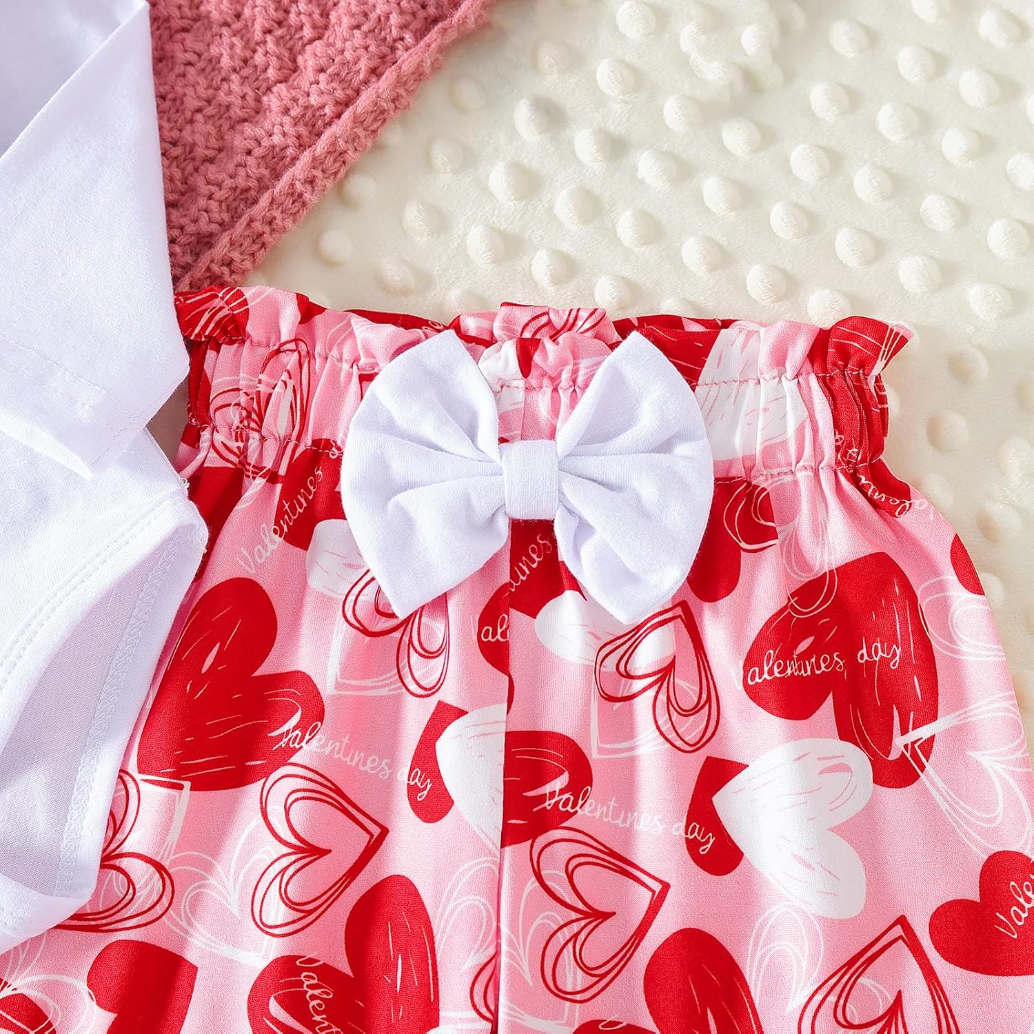 Newborn Infant Baby Girl My First Valentines Day Outfit long Sleeve Onesie Romper love Heart Print Pants And Headband - Image 6