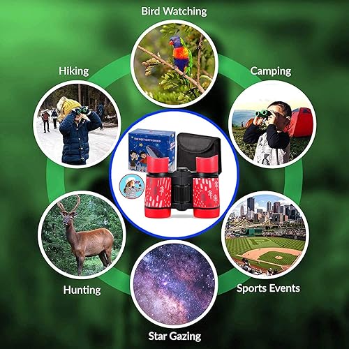 Miniatura 6 de Binoculares para niños y niñas, el mejor regalo para niños de 3 a 12 años, óptica a prueba de golpes, mini juguetes binocuolares compactos,