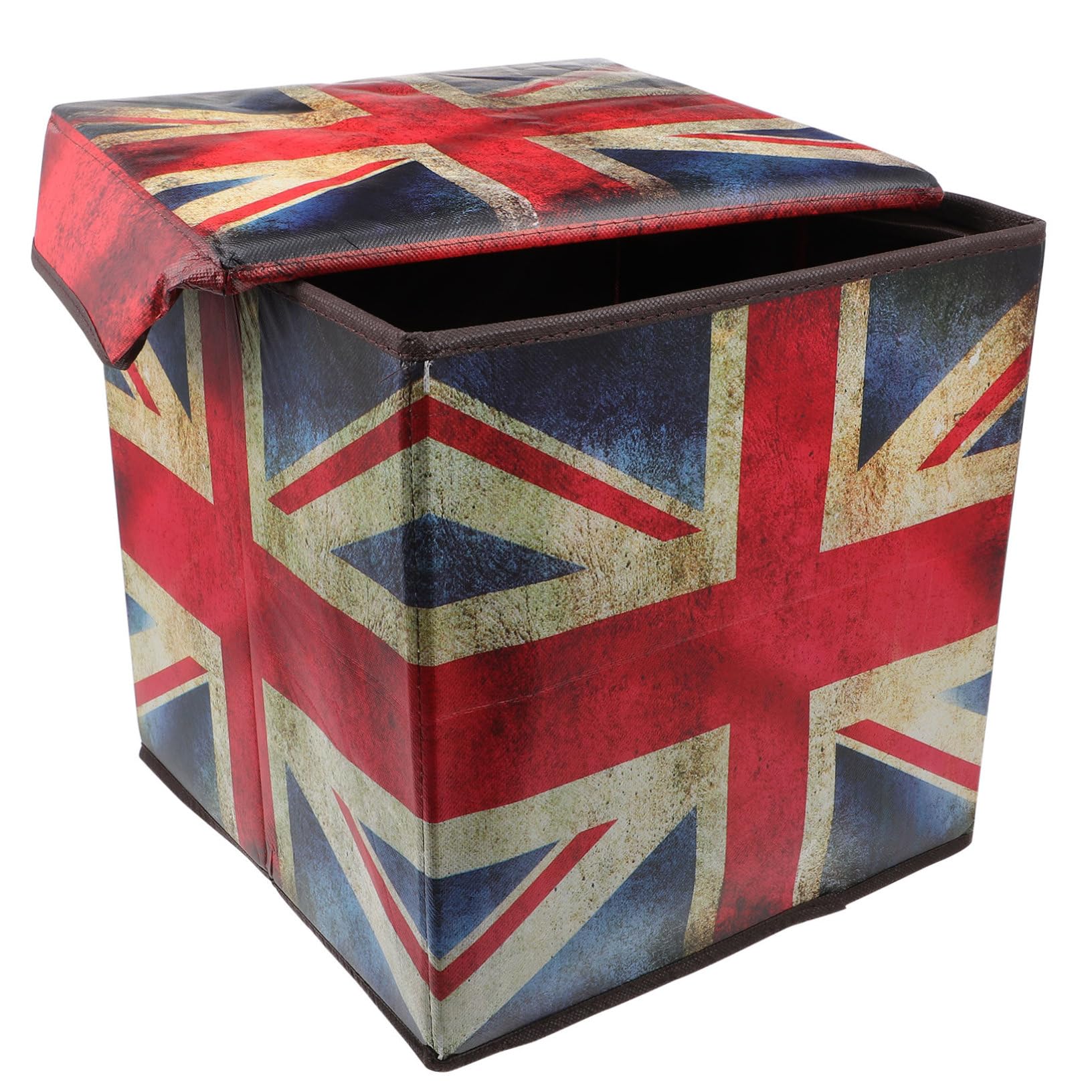 Boîte de rangement pliable vintage coffre tissu multi-usage motif drapeau