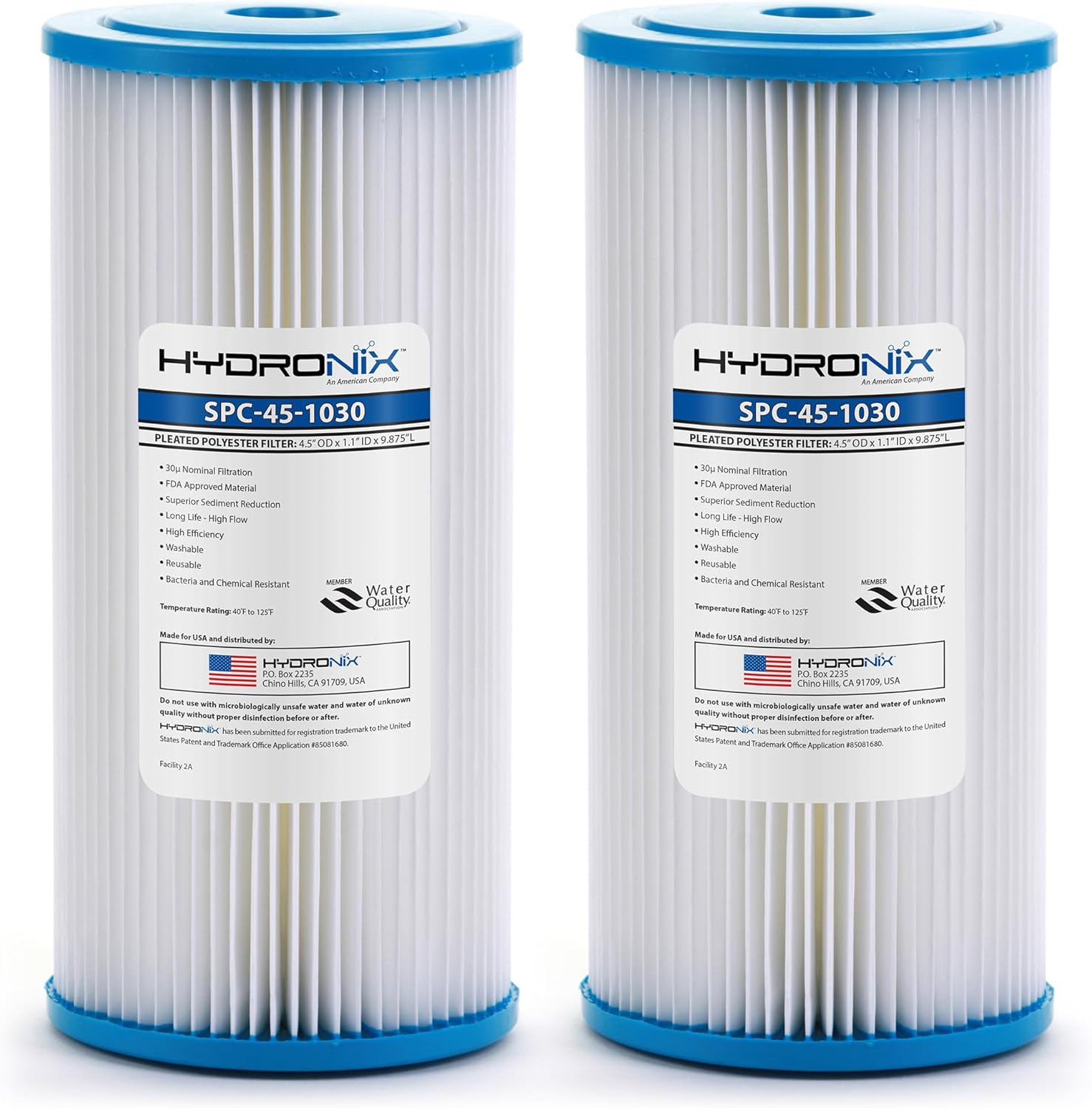 Hydronix SPC-45-1030 FXHSC R30-BB & RS6 Compatible Sediment Pleated Water Filter, Reusable 4.5 x 10 - 30 micron (2 Pack)