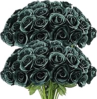 Vista 25 de LVEFIT Ramo de rosas artificiales de seda con tallo largo, para bodas, despedidas de soltera, fiestas, decoración del hogar