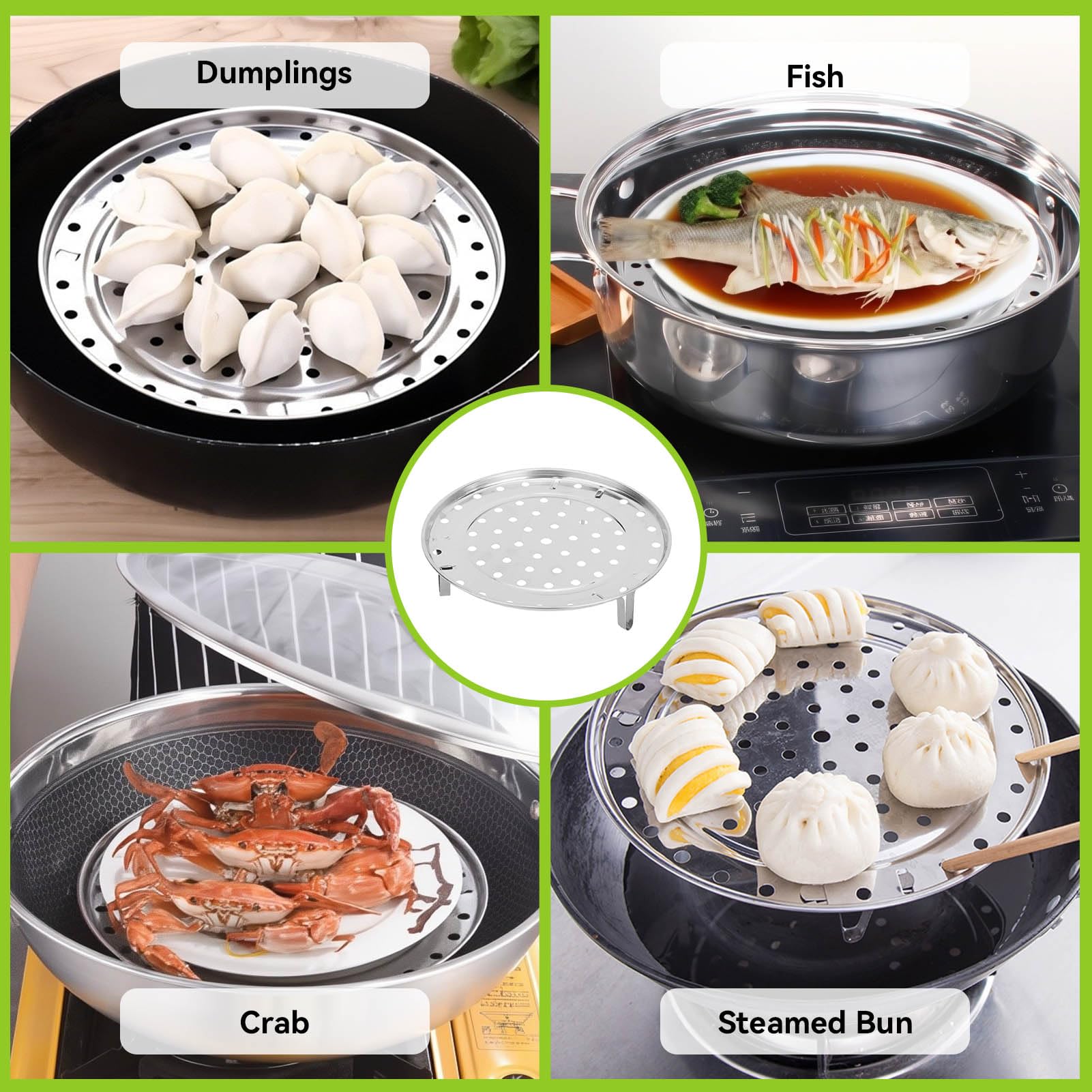 Grille Vapeur Inox Pour Autocuiseur - Rond 16 Cm, Hauteur 10 Cm, Multi-usage