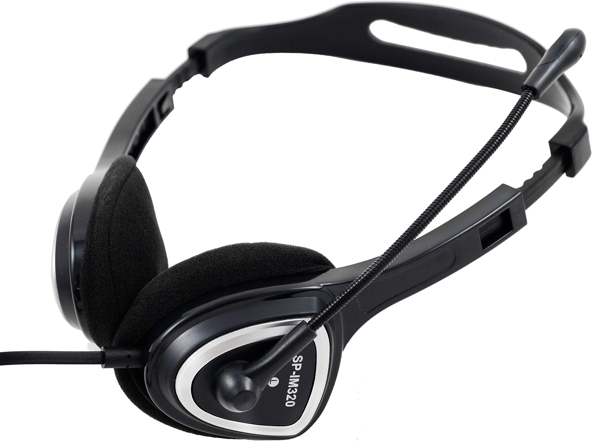 IM320 Black - USB Wired Headset with Microphone & Volume Control - Wired Headphone for PC/Laptop - Over Ear Adjustable - Noise Cancelling (SP-IM320)