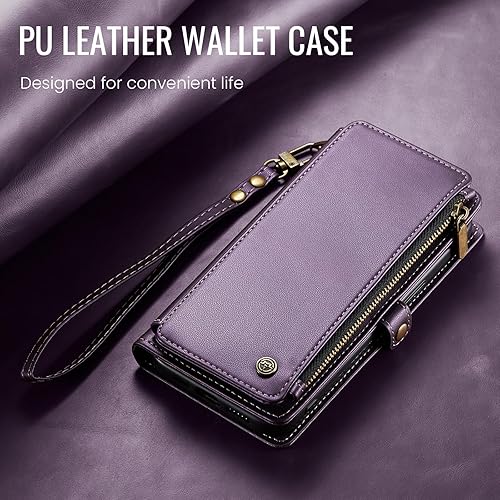 Miniatura 7 de Defencase Funda para iPhone 15 Pro Max, bloqueo RFID, funda tipo cartera para iPhone 15 Pro Max para mujeres y hombres, con tarjetero y cremallera,