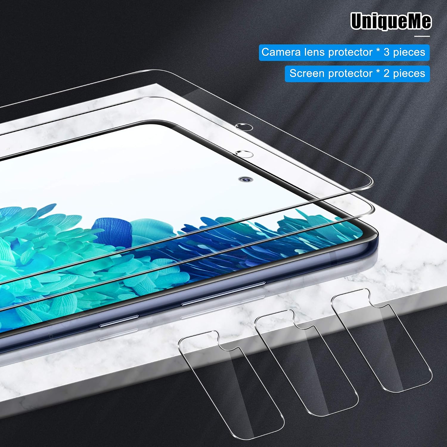 UniqueMe [2+3 Pack Camera Lens Protector and Screen Protector for Samsung Galaxy S20 FE 5G / 4G / Fan Edition 5G 6.5 inch Tempered Glass【Not for Samsung S20 6.2 inch】 HD Clear [Anti-Scratch]