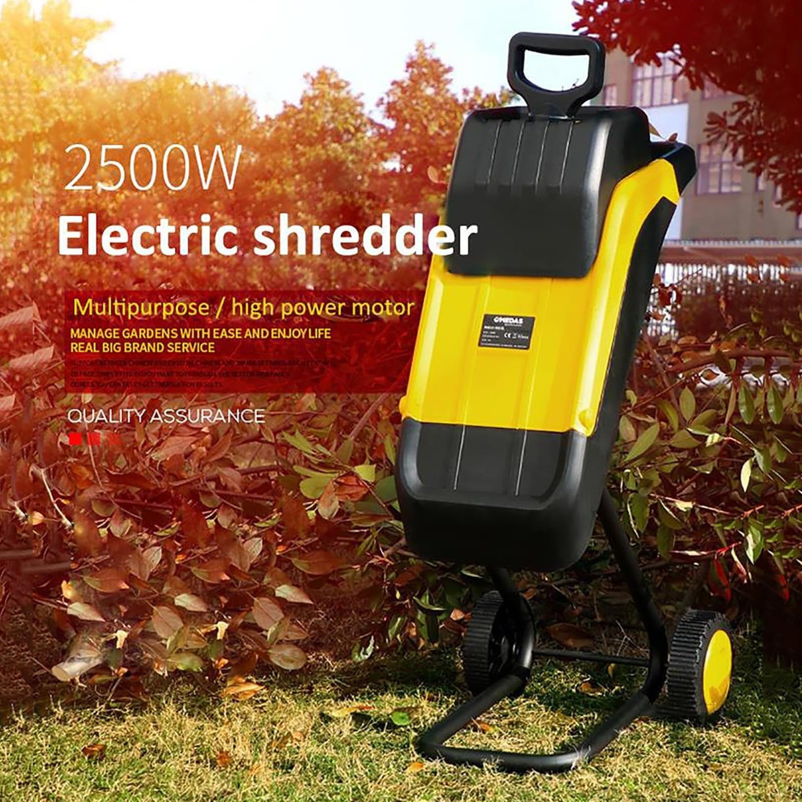 Biotrituratore da giardino, biotrituratore elettrico per foglie e rami, biotrituratori e cippatori da giardino da 2500 W, biotrituratore elettrico da giardino da 4500 giri/min con sacco di raccolta