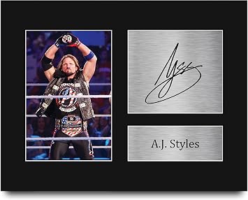 HWC Trading A.J. Styles Gifts Signed Printed Autograph Wrestling Print Photo Picture Display - US Letter Size