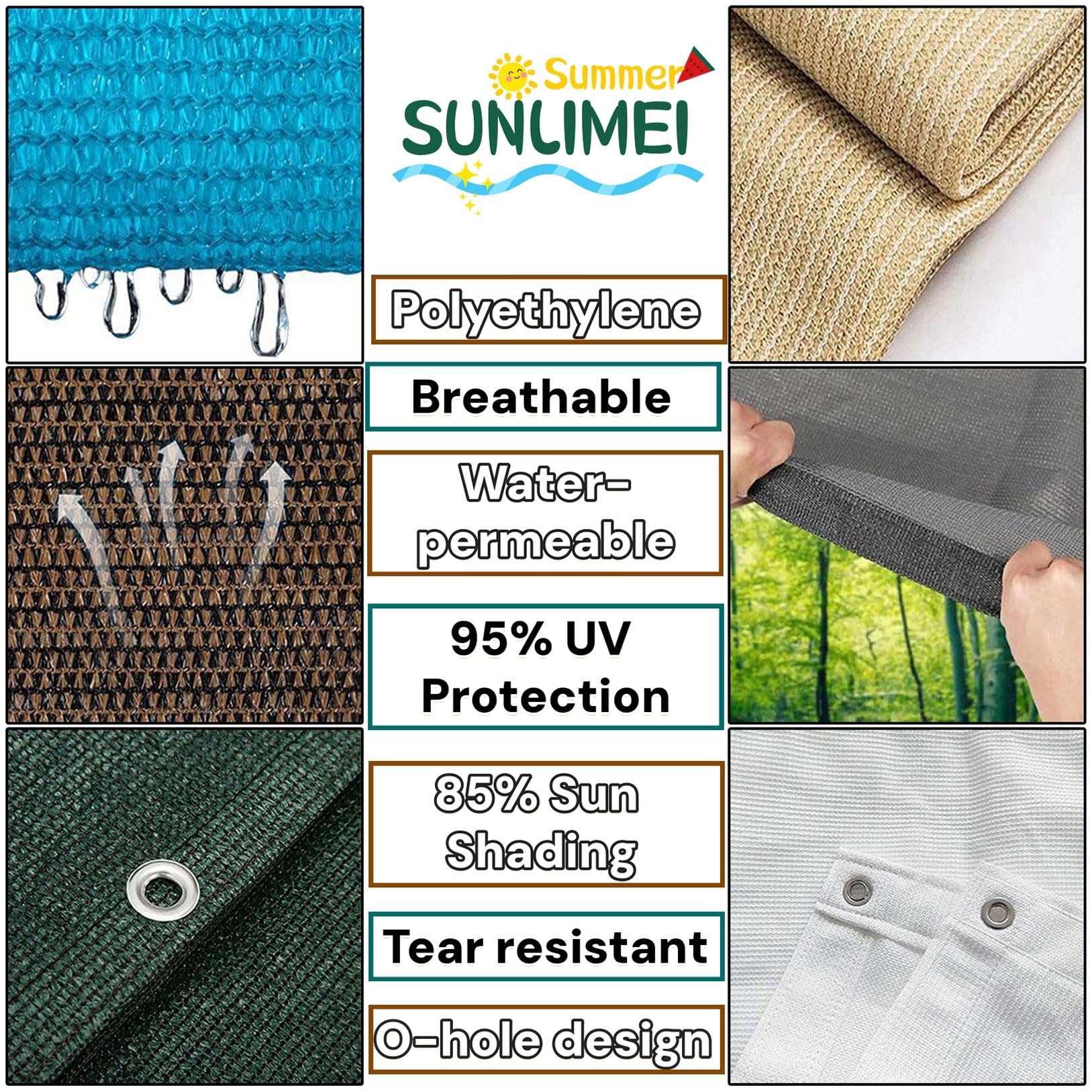 Toldo Vela de Sombra 100 x 450 cm Rectangular 95% Protección Rayos UV Transpirable Toldos Exterior con Ojales, Resistente Al Desgarro para Jardín Balcon Piscina Patio, Verde Oscuro