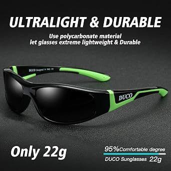 DUCO Polarized Sports Kids Sunglasses with Strap for Boys Girls 4-10 UV400