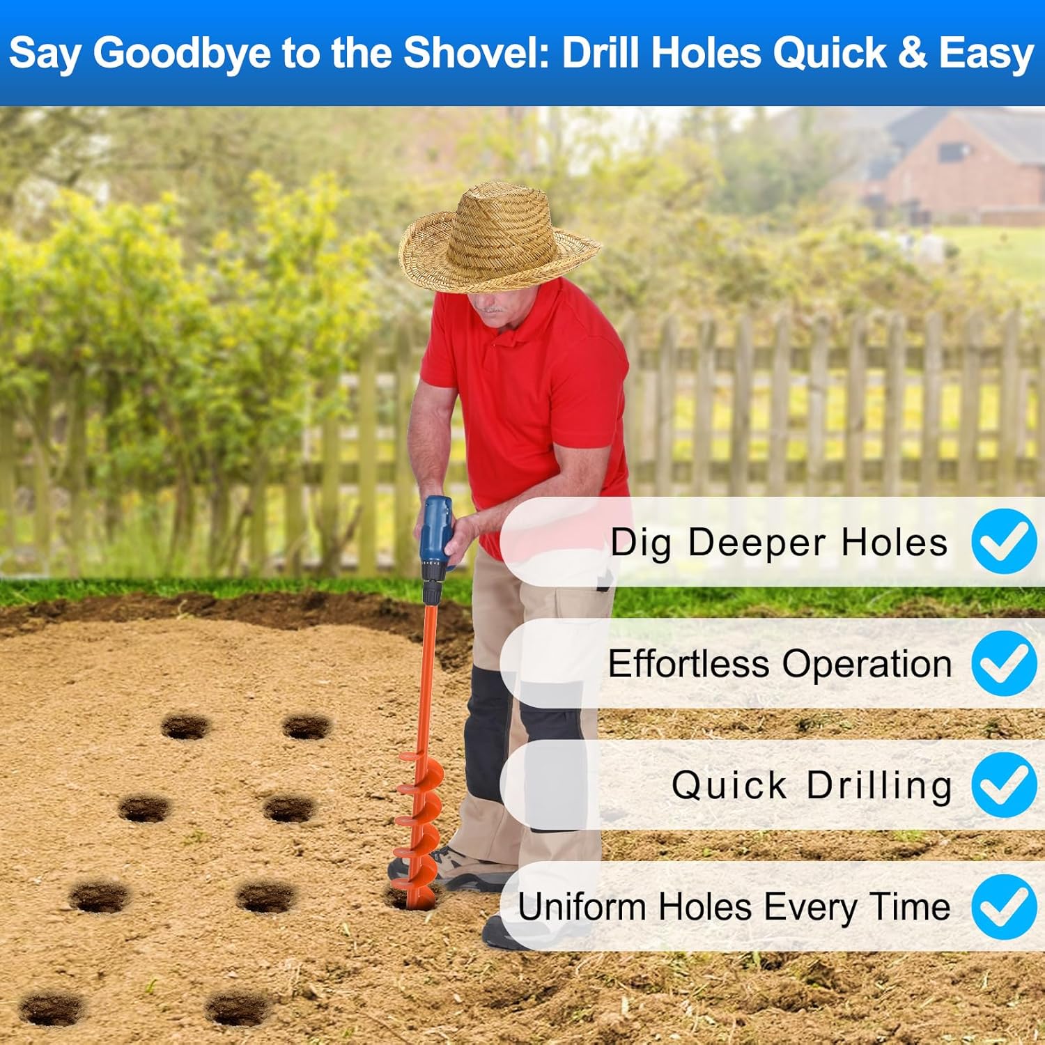 upgraded auger drill bit for planting 4'' x 32'' garden drill augers for digging holes post hole auger for bulbs, flower, fence posts earth auger bit for cordless and corded drill - fit 3/8" hex drive