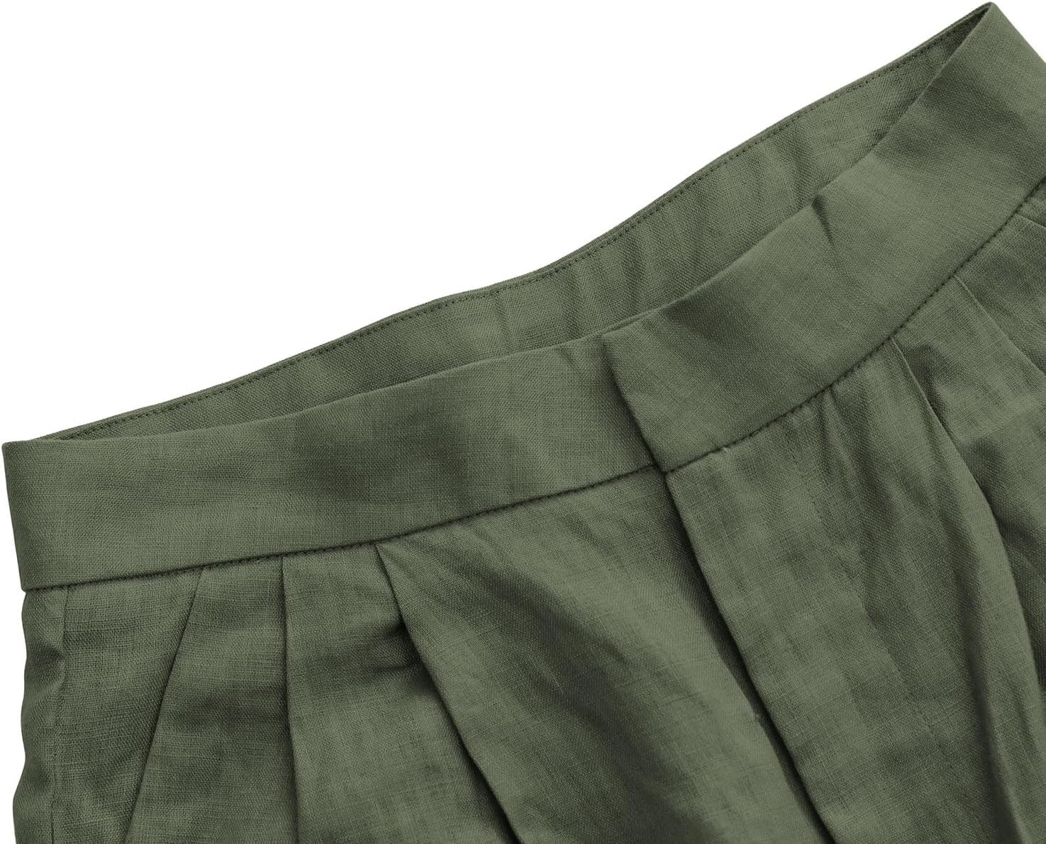 Amazhiyu Women's Linen Ankle Pants Pleated Front Wide Leg Straight Cropped Trouser - Image 3