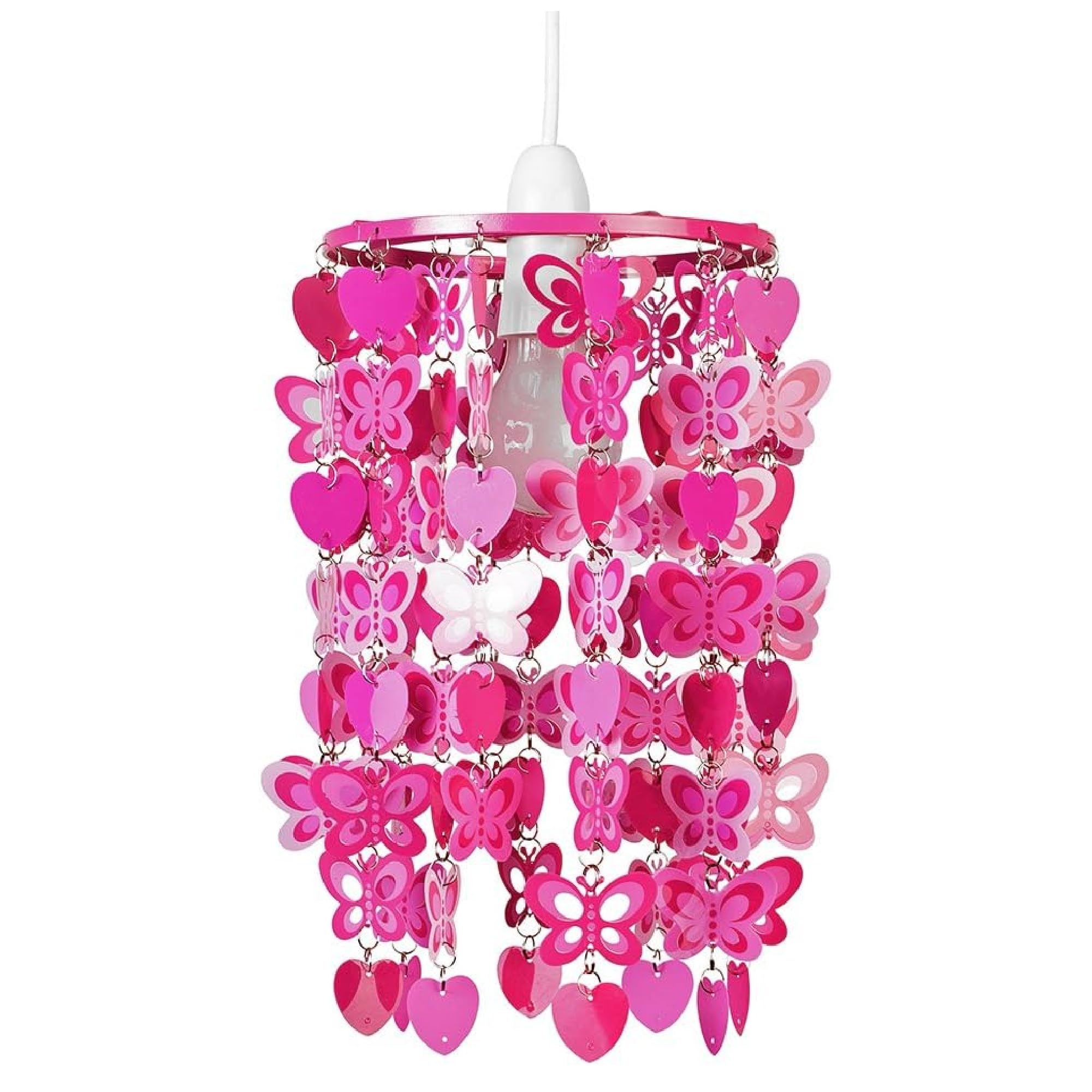MiniSun | Pink Hearts and Butterflies Ceiling Light Shade | Pendant Lights, Home Décor & Improvement Essential | 180mm Shade Width
