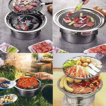 「BBQ•焼肉用」ステンレス製　炭火コンロ Amazon | バーベキュー コンロ 炭火コンロ 七輪 ステンレス製