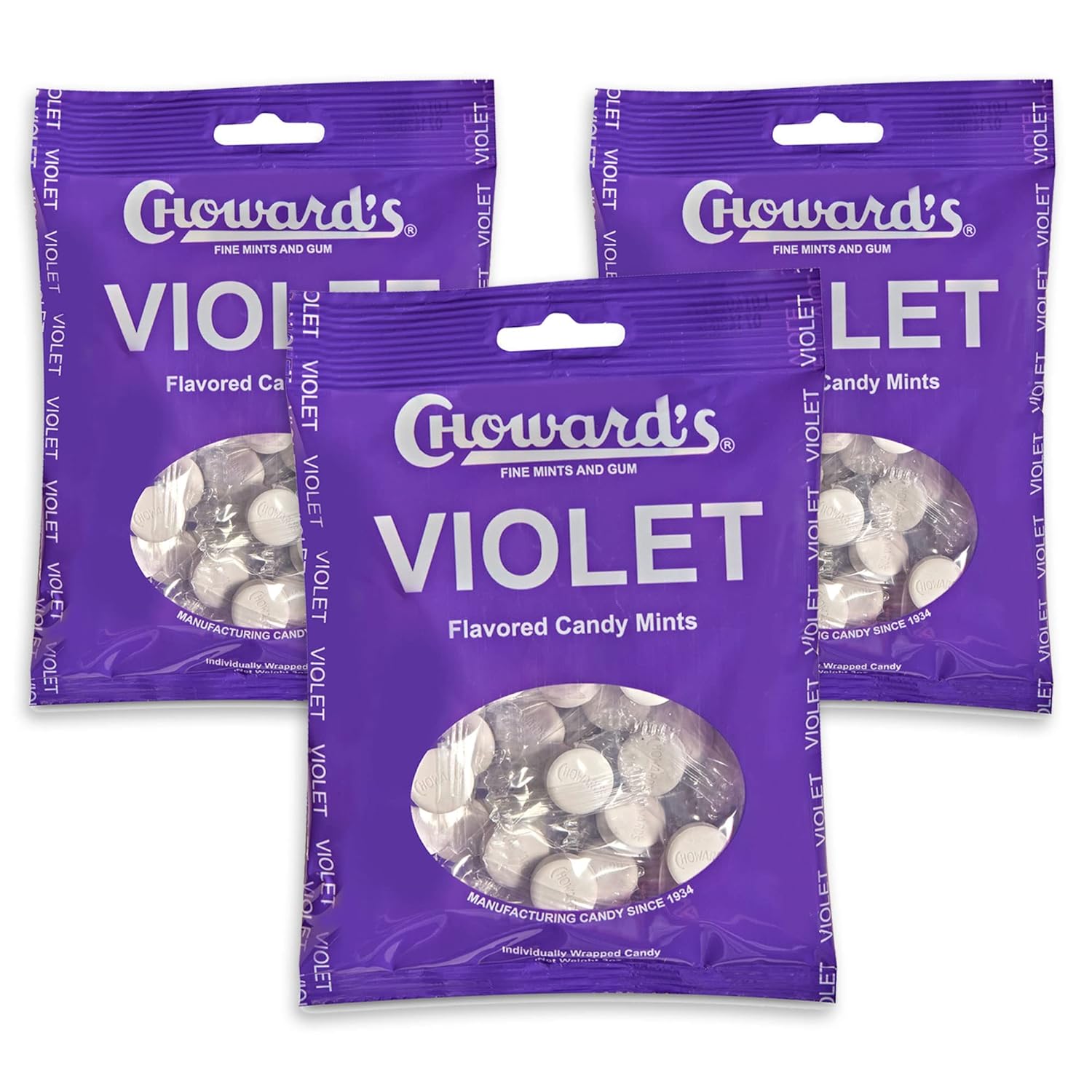 Choward's 3oz Violet Candy Bags 3 Pack 49 Pieces