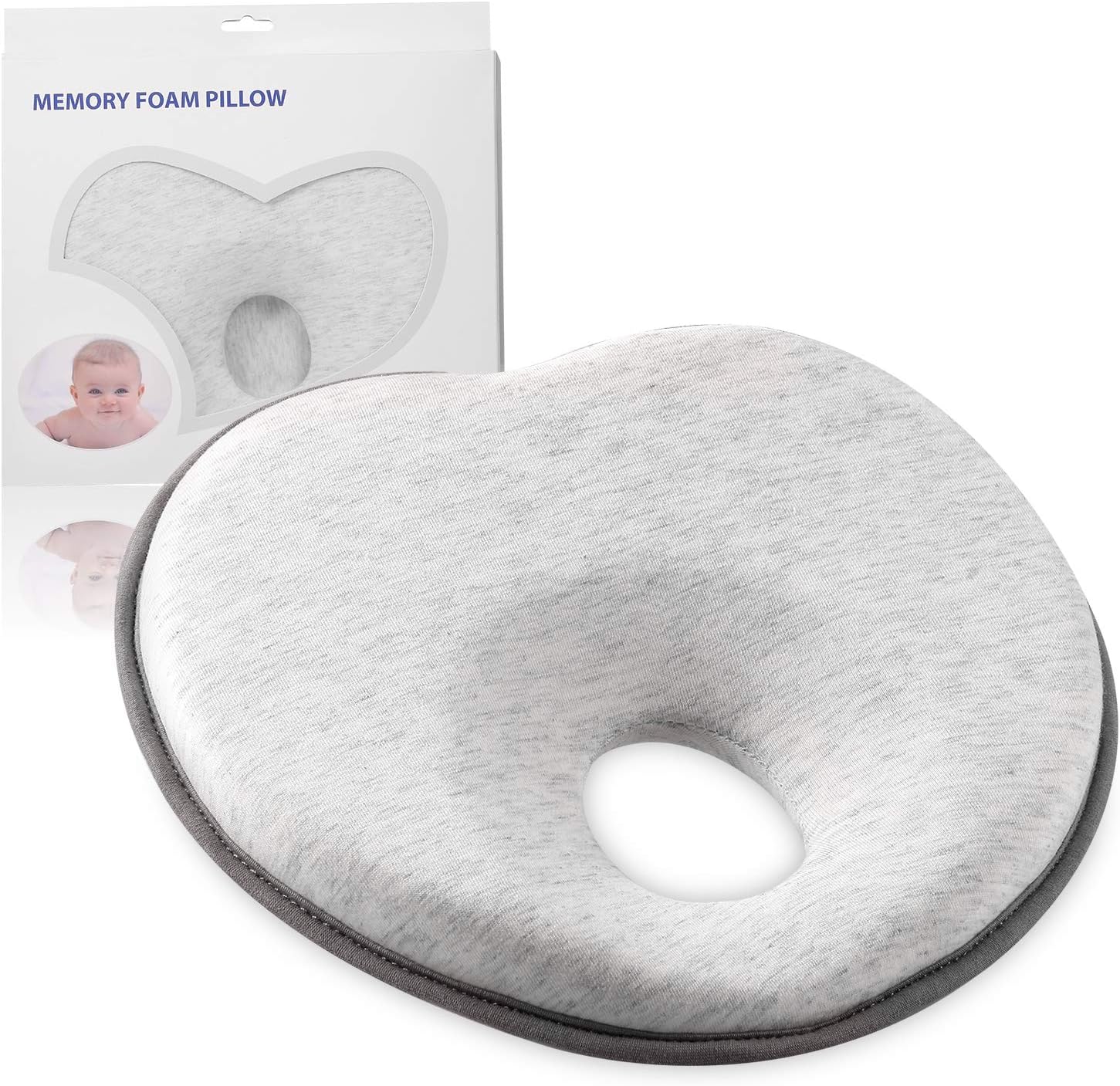 Vextronic Newborn Baby Head Shaping Pillow to Prevent Flat Head, Baby Pillow with 3D Memory Foam for Head & Neck Support, Heart Pillow