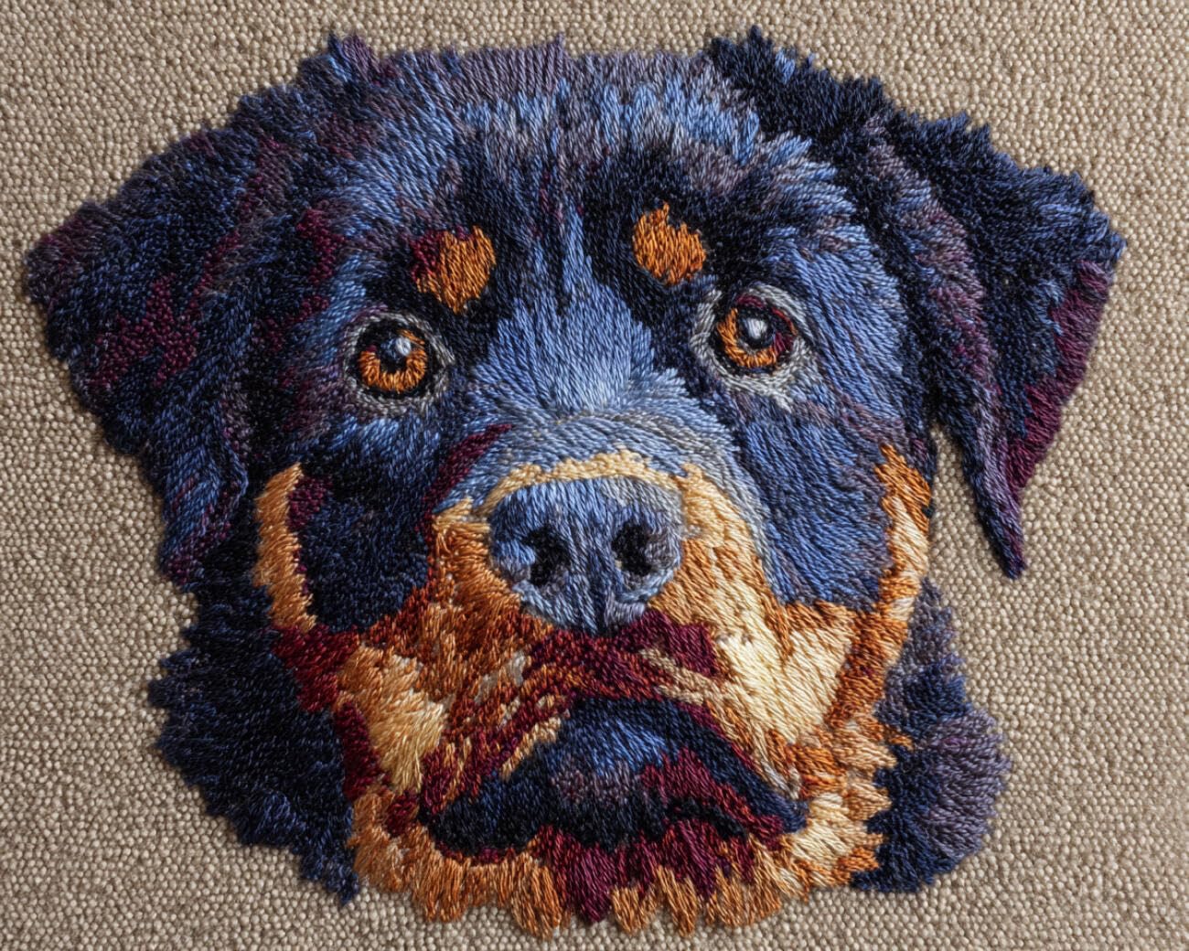 Henypt DIY Latch Hook Rug Kit Cartoon Rottweiler 55x75cm