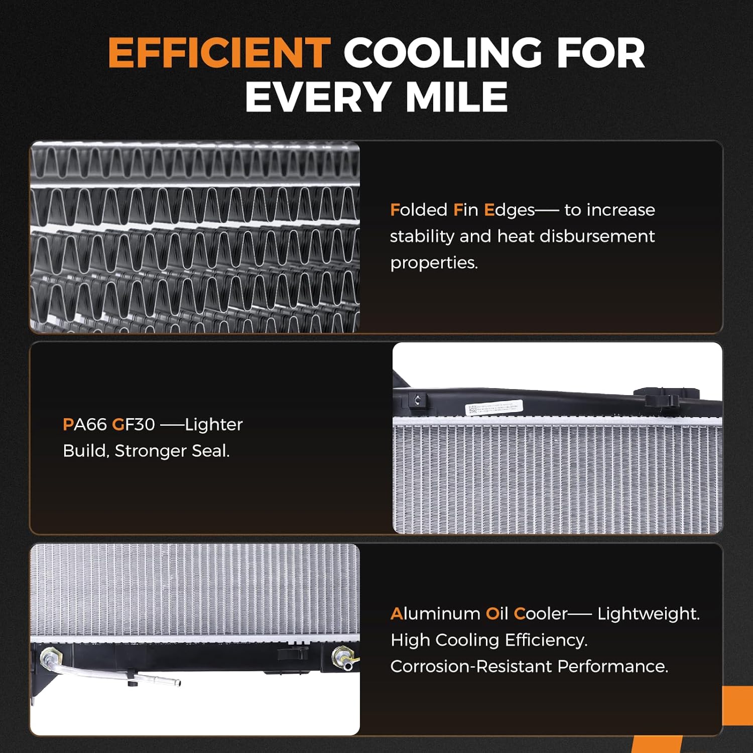 Autoexact Radiator for Car for 2011-2015 Kia Sorento, Engine Radiator Replacement for 2010-2018 Hyundai Santa Fe/for 2013-2019 Hyundai Santa Fe Sport/XL, Aluminum Core, PA66 GF30 Tanks Radiator