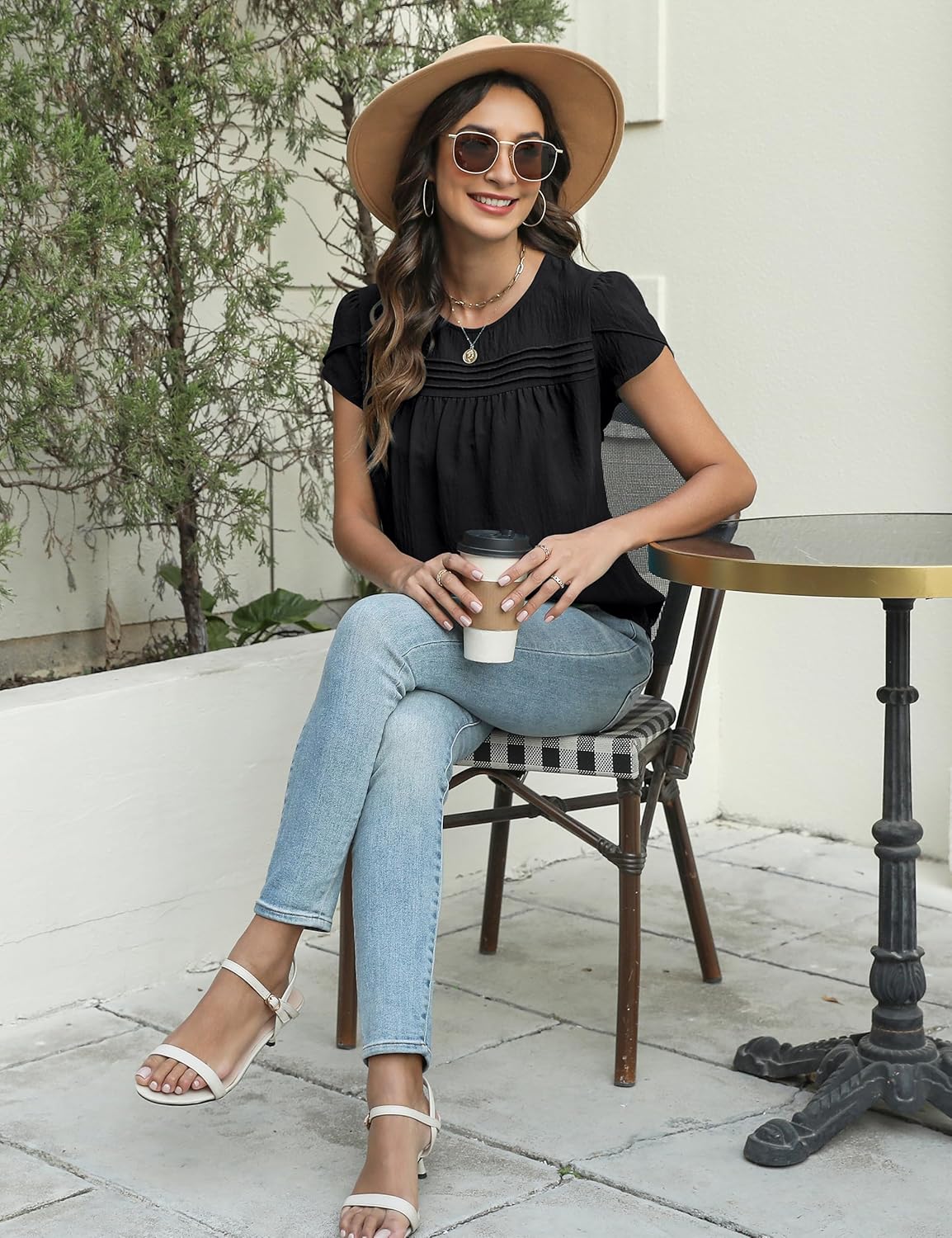 BMJL Women's Dressy Casual Blouses Summer Short Sleeve Tops Business Casual Outfits Pleated Shirts 2025 - Image 5