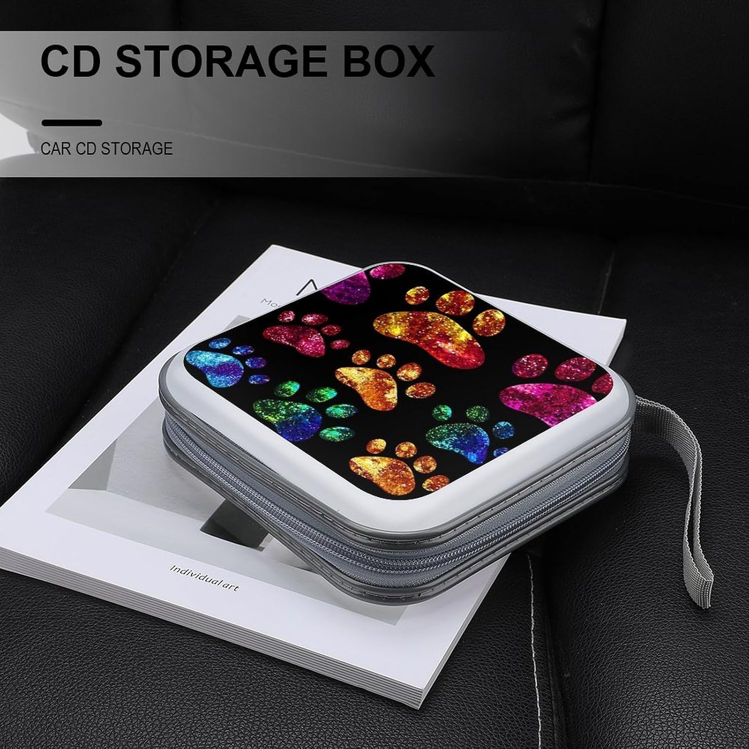 Dog Paw Colorful CD Storage Case 40 Capacity Disc Storage Binder for Car Home Travel image 5
