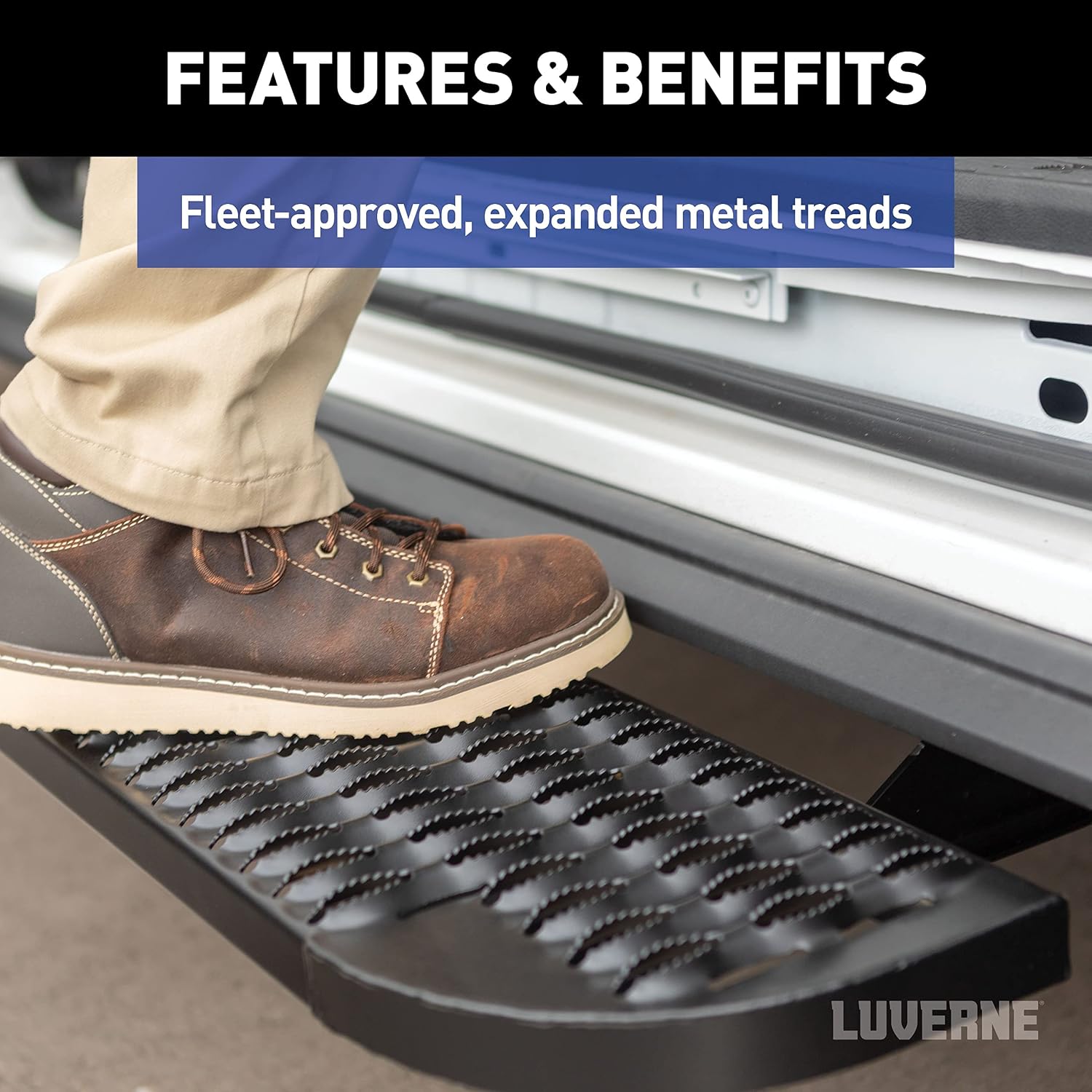 Luverne 495154-401801 Grip Step XL 9-1/2 x 54-in Steel Passenger Side Running Board, Select Ford Transit-150, 250, 350