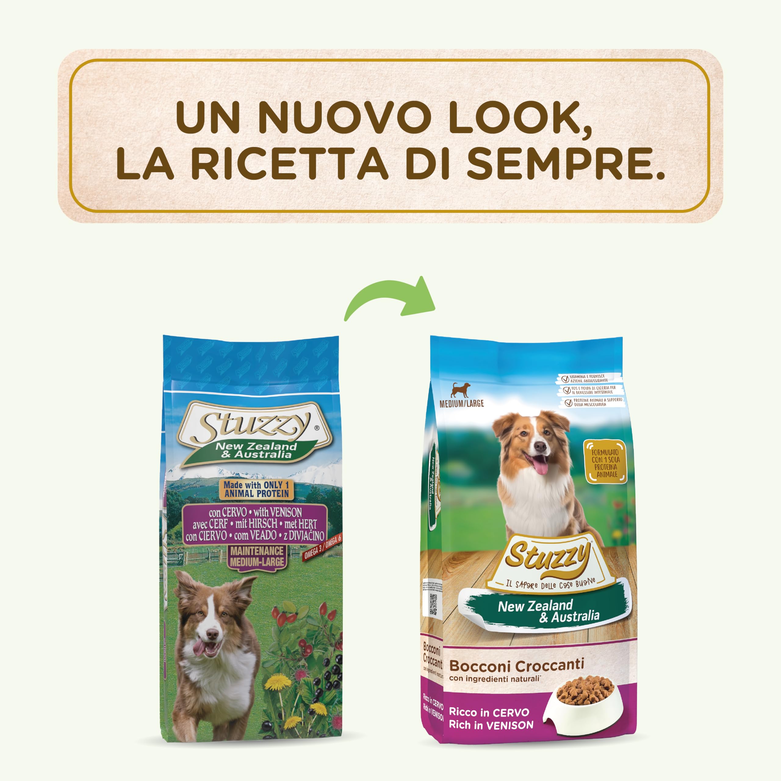 Stuzzy Cibo Secco per Cani Adulti al Gusto Cervo Croccantini New Zealand & Australia 12 Kg
