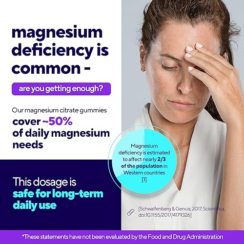 Miniatura 3 de Gomitas de citrato de magnesio de 200 mg – Gomitas de magnesio de alta absorción para mujeres y hombres – Suplemento masticable para adultos para