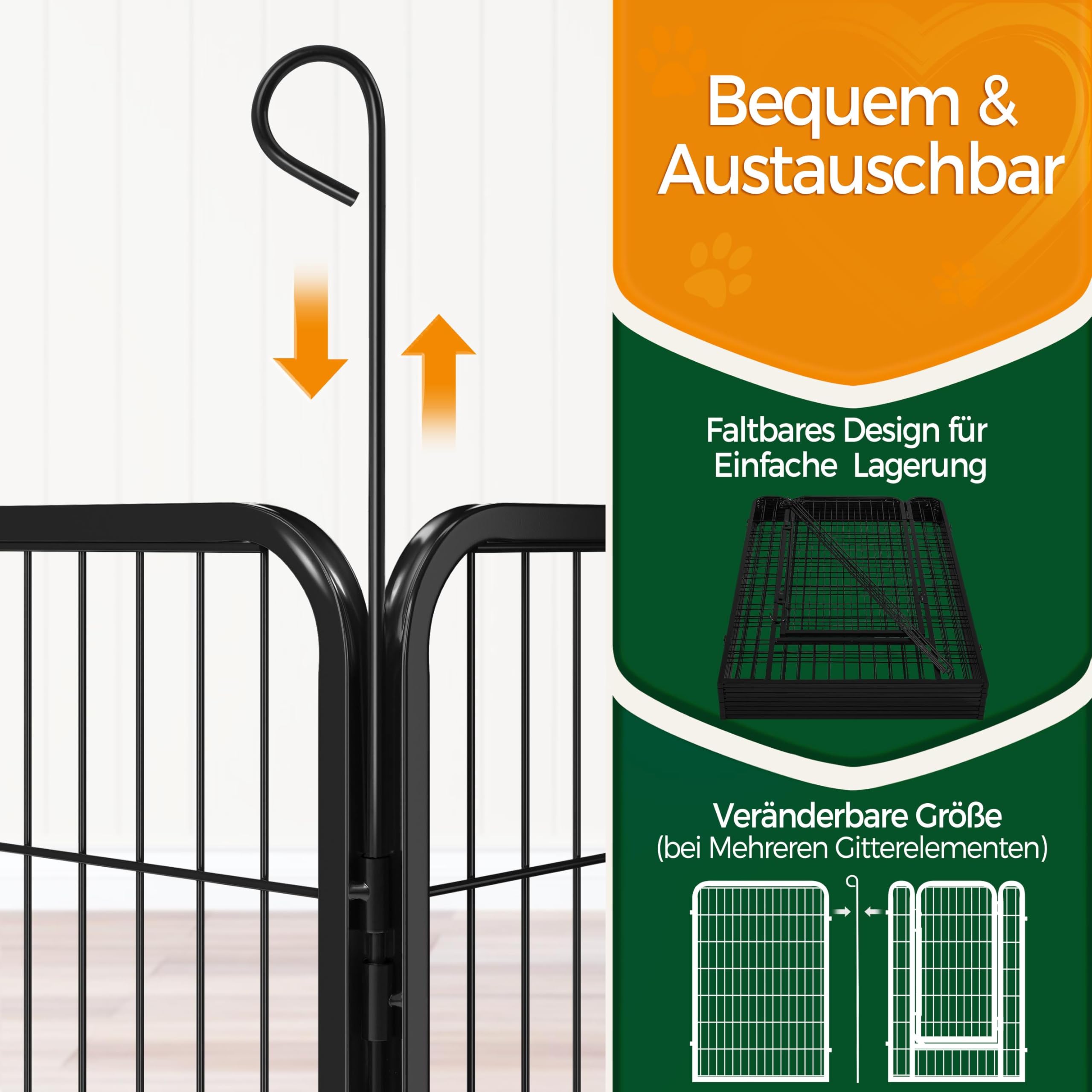 Yaheetech Parc pour Chiot de 100 cm de Haut, 6 pièces, Pliable, avec Porte, pour Chien, Appartement et Jardin, Montage sans Outils