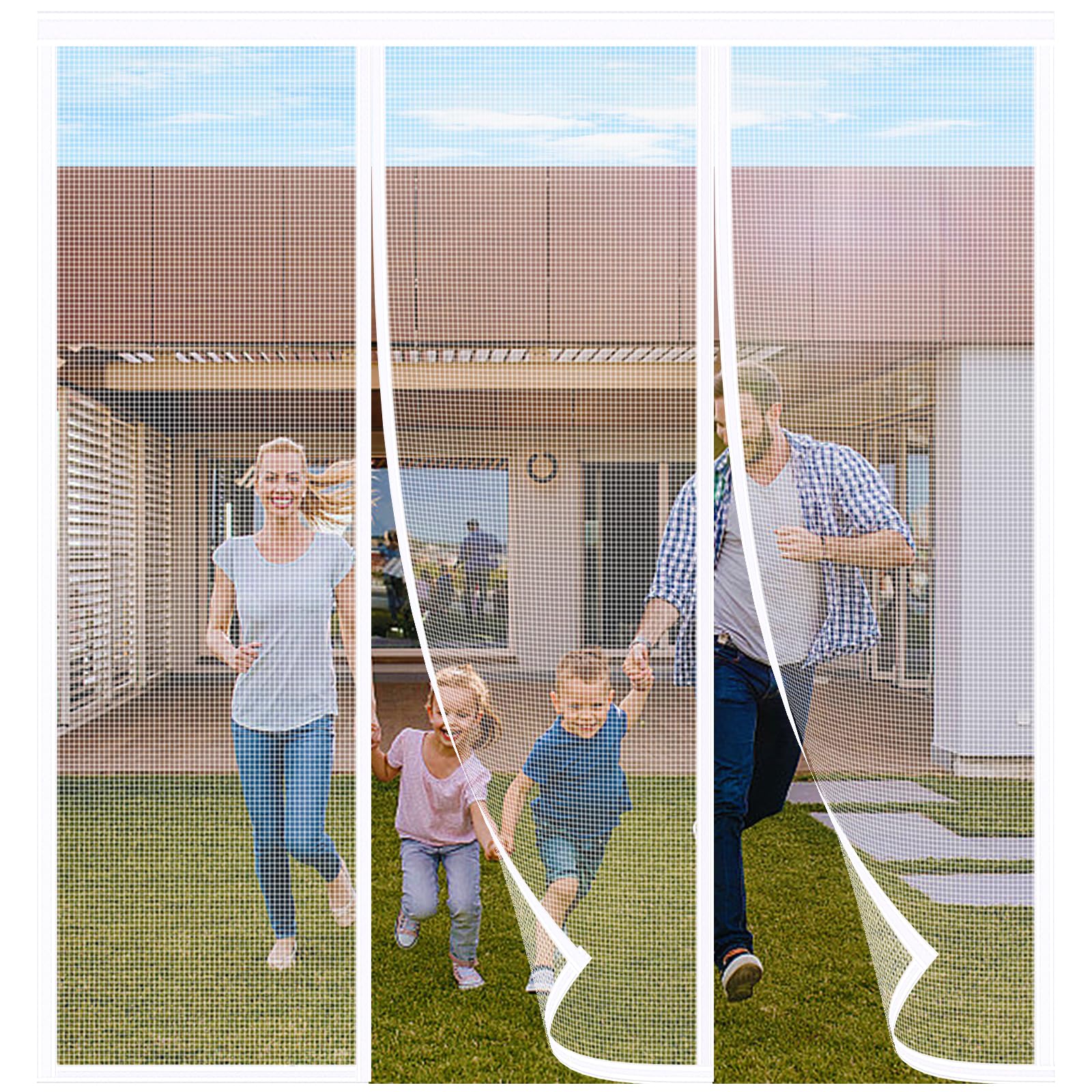 FYHDSH Magnetic Fly Insect Screen Door, Sliding Double Door Fly Screen, Double Door Screen Curtain for Sliding Door with Powerful Magnets and Full Frame Magic Tape, Keep Fly Bug Out White-D-270x270cm โ image 1