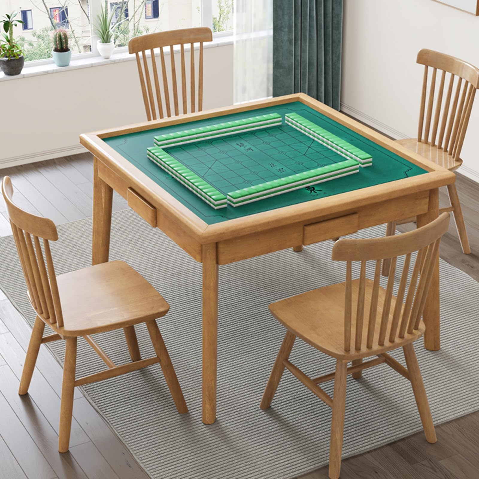 Mahjong Tavolo da gioco in legno con cassetti per Domino, Poker e puzzle multifunzione, 87 cm