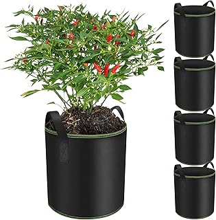 Enbagold Grow Bags for Vegetables, 5 Pack 30L Tomato Grow Bag Planter Fabric Pots Reusable, Potato Growing Bags with Handles